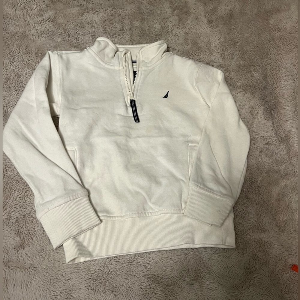 Nautica Boy's White Half-Zip Sweater, size 5 Medium